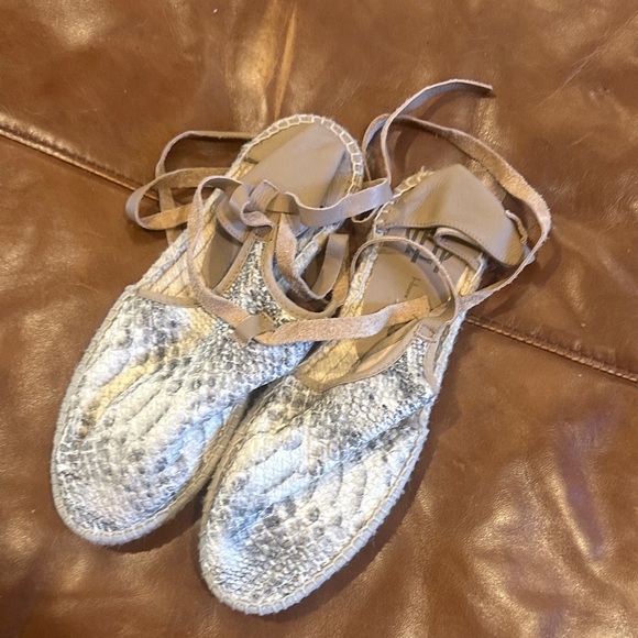 Silver Espadrille Lace-Up Flats - Picture 10 of 10